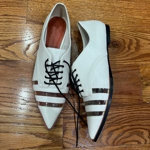 Off-white, transparent, striped oxford